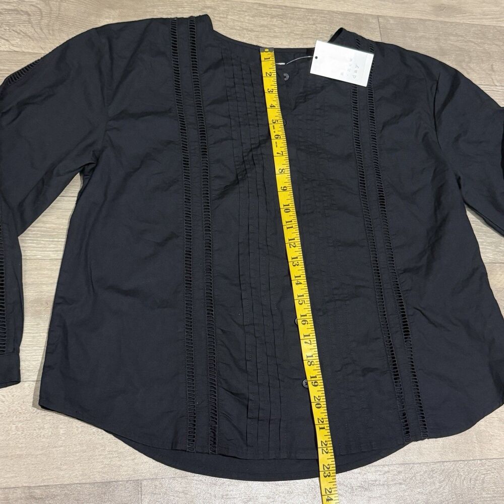 A New Day Women's Balloon Sleeve Lace Trim Blouse Black Size S - Picture 6 of 9